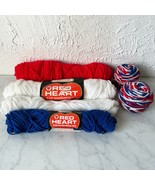 Vintage Acrylic Red Heart Yarn - Lot of 4+ Skeins Red-White-Blue Solid a... - $17.26 CAD