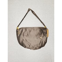 NWT C. Fiori Canvas Like Brown Striped Zipper Hobo Shoulder Bag - £22.19 GBP