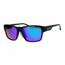 Kush Gafas de Sol Cuadrado Rectangular Negro Mate Lente Espejo UV 400 - £8.47 GBP+