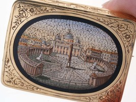 Large Antique 18k Gold Micro-Mosaic Pin - £3,075.27 GBP
