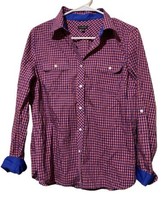 Talbots Shirt Women&#39;s Size 10 Blue Checkered Button Up Contrasting Cuff ... - £13.26 GBP