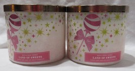 Bath &amp; Body Works 3-wick Scented Candle Lot 2 Land Of Sweets Sugared Pomegranate - £52.04 GBP