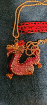 New Betsey Johnson Necklace Dragon Pink Rhinestone Oriental Collectible Decorate - £11.79 GBP