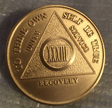 Alcoholics Anonymous 33 Year Recovery Coin Chip Medallion Medal Token AA... - $1.70
