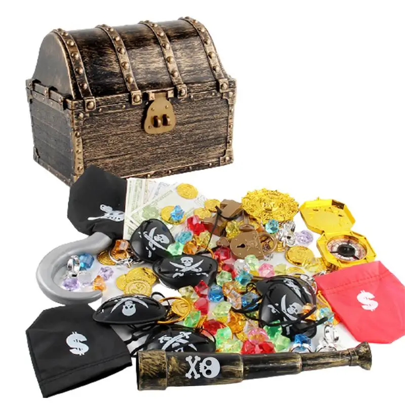 143Pcs Pirate Treasure Set for Kids Funny Gem Chest Hunt Game for Cosplay Theme - £155.24 GBP+