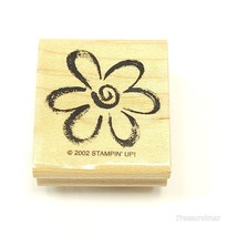 Delightful doodles 2002 - Flower - 1 3/4&quot; Rubber Stamp  wood mounted - £2.36 GBP