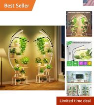 Curved Half-Moon Plant Stand with Rotatable Grow Lights for Stunning Dis... - $132.29