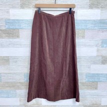 LL Bean Vintage 90s Faux Suede Midi Pencil Skirt Brown Lined Womens 8P 8... - $34.64