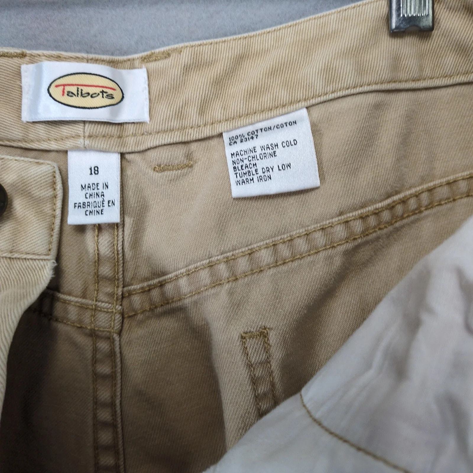 Talbots Beige Jeans Women's 18 Cotton Twill 34x29" Straight Leg Casual Preppy Item image 3