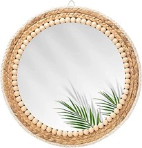 15 Inch Boho Round Hanging Wall Mirror - Decorative Rattan Mirror for Home or Nu - £37.11 GBP