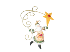 Whimsical Santa Christmas ornament swirled metal star heart reindeer tan coat - £3.88 GBP