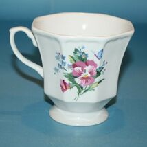 Hallmark Coffee Mug Tea Flowers Floral Cup Pink Blue Butterfly Octagon S... - $8.38 CAD