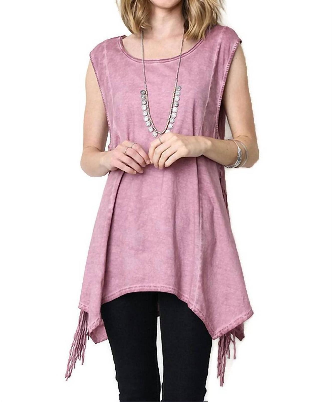 Umgee Fringe Sharkbite Tunic Mauve - $37.00