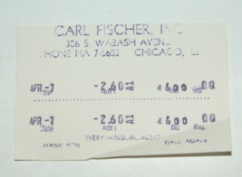 Vintage Carl Fischer Inc Chicago Date Card Wabash Ave - £10.38 GBP