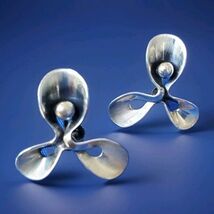 RARE Original STERLING SILVER 925 Deco OLOF LUNDGREN Swedish Vintage Ear... - $1,325.25