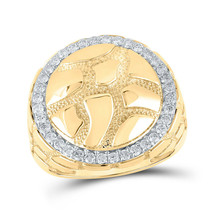 10kt Yellow Gold Mens Round Diamond Nugget Circle Ring 3/4 Cttw - $1,364.91