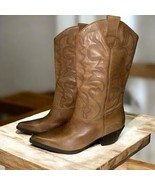 REBA KRISDINE Tan LEATHER WESTERN Heeled BOOTS SAHARA SAND Women’s Size ... - $175.24 CAD