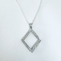 Genuine 925 Sterling Silver Necklace Sparkling  Cubic Zirconia Accented Pendant - £12.12 GBP