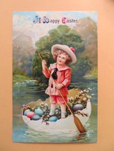 Easter Postcard Antique 1900&#39;s (Germany) Dressed Up Victorian Child with... - £11.98 GBP