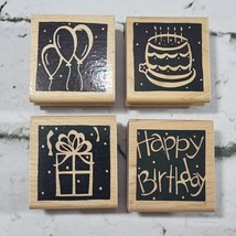 JRL Design Co Rubber Stamps Happy Birthday Lot Of 4 Balloons Cake Gift  - £9.34 GBP