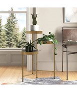 Modern Gold Grey Metal 3-Tier Flower Pot Plant Stand - $223.12 CAD