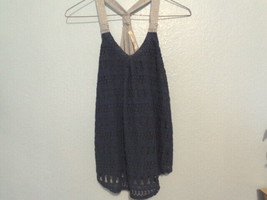 Navy Blue &amp; Gray Rewind Lace Top / Shirt Blouse Tank Size XS Extra Small - £3.26 GBP