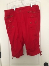Helium Women&#39;s Plus Red Casual Active Capri Pants Pockets Size 3X - £31.70 GBP