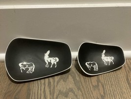 Pair of Vintage Otagiri Black and White Horse Dish/Tray - $49.49