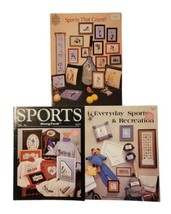 Lot of 3 Sports Theme Cross Stitch Pattern Books Baseball Soccer Tennis Football - £10.18 GBP