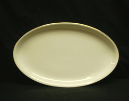 Old Vintage Bohemia China 13-1/8&quot; Oval Platter Czechoslovakia White w Gold Rim - $29.69