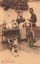 Policeman On BICYCLE-TICKET To Woman Milk Delivery Dog Cart~ 1909 Photo Postcard - £6.26 GBP