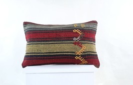 Kilim Pillow Cover 12x20 Turkish Handmade Sofa Couch Floor Lumbar Cushion E974 - £11.44 GBP