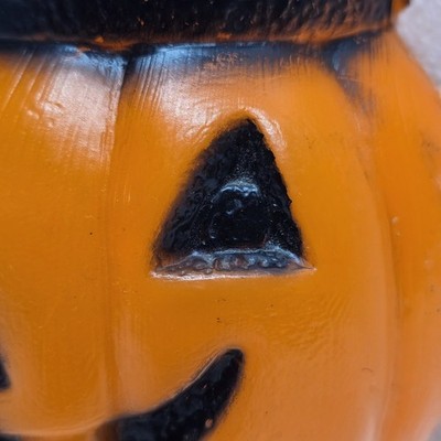 Vintage Plastic Blow Mold Pumpkin Smiling Jack-O- Lantern Decoration Item image 4