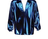 Men&#39;s Disco Shirt Theatrical Quality, Blue, Large - $69.99+