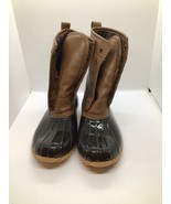 The Original Duck Boot by Sporto Ariel Lace Up Duck Rain Boots 6.5 Tan/B... - $28.46