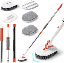 Shower Scrubber with Long Handle 3 in 1 Bathroom Cleaning Brush with 24&quot; 53&quot; Ext - £28.05 GBP