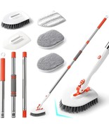 Shower Scrubber with Long Handle 3 in 1 Bathroom Cleaning Brush with 24&quot;... - £27.60 GBP