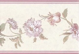 Pink Flower Floral Vine Textured Wallpaper Border Wallcovering  Decor Su... - £11.42 GBP