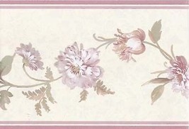 Pink Flower Floral Vine Textured Wallpaper Border Wallcovering  Decor Sunworthy - £11.58 GBP