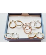 Essential Designs 5 Pairs of Earrings Small Hoops Silver Gold &amp; Rose Gol... - $24.95 CAD
