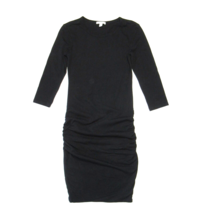 JAMES PERSE Skinny Ruched Mini in Black Stretch Cotton Tucked Dress 0 / XS - £33.58 GBP