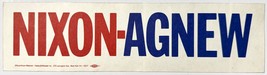 1960s Richard Nixon Campaign Bumper Sticker NIXON-AGNEW Official Feeley ... - £6.17 GBP
