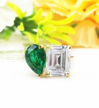 Toi Et Moi Engagement Double Stone Pear &amp; Emerald Shape You And Me Promise Ring - £97.23 GBP