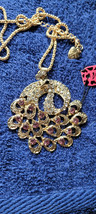 New Betsey Johnson Necklace Peacock Clear Rhinestone Collectible Decorative Nice - £11.91 GBP
