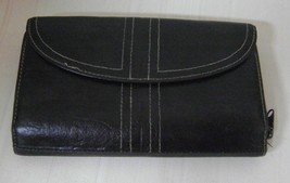 Buxton Leather Wallet Black With Stitching - £11.86 GBP