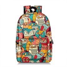 Cute Cartoon Owl Bird Print Backpack for Teenager Girls Children School Bags Wom - £87.44 GBP