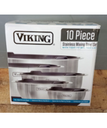 Viking 10-Piece Stainless Steel Mixing Bowl Set with Black Lids - £51.05 GBP