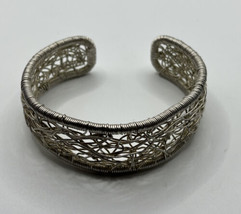 Heavy Sterling Silver Mexico 925 Wire Weave Cuff Bracelet SIGNED 33g - £70.10 GBP