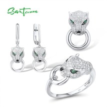 925 Sterling Silver Jewelry Set For Women White CZ Green Eyes Ring Earrings Pend - £56.70 GBP
