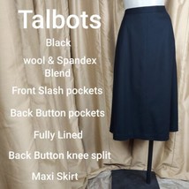 Talbots Black Vintage Front &amp; Back Pockets Wool Blend Fully Lined Back B... - £26.37 GBP